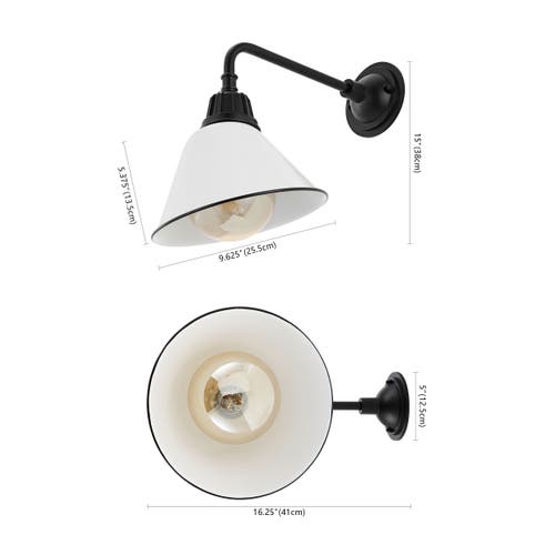 Jonathan Y Croydon 1-light Farmhouse Industrial Indoor/outdoor Iron Led Gooseneck Arm Outdoor Sconce In White/black