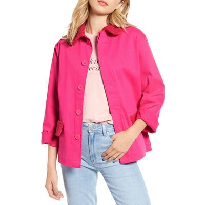 Ban. do Fleece Trim Work Jacket, Pink