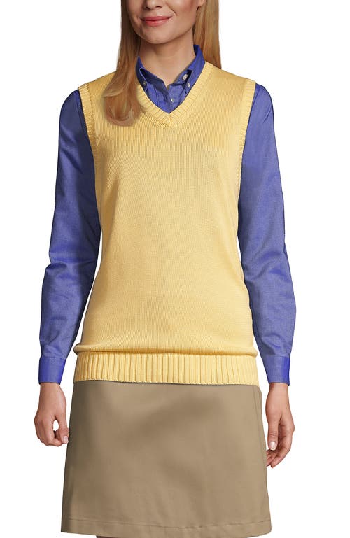 Shop Lands' End School Uniform  Cotton Modal Sweater Vest In Maize