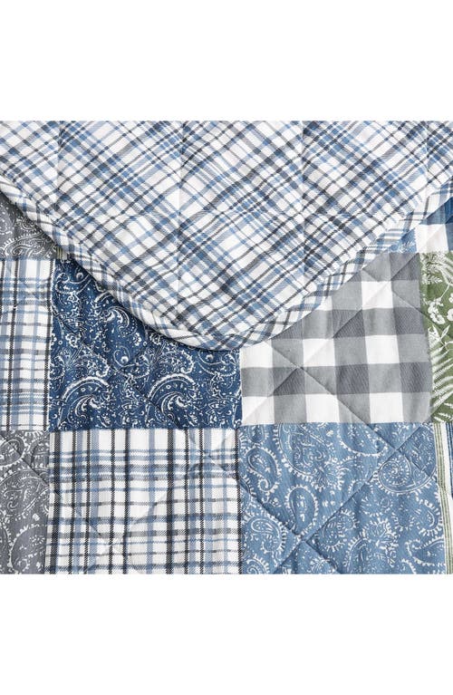 Eddie Bauer Cozy Plaid Cotton Quilt 3-piece Set In Blue/green
