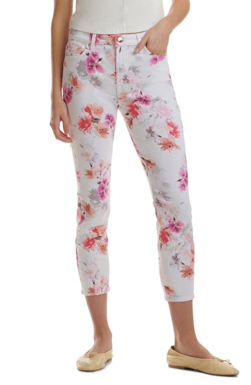 Floral Print Mid Rise Ankle Skinny Jeans in In Bloom