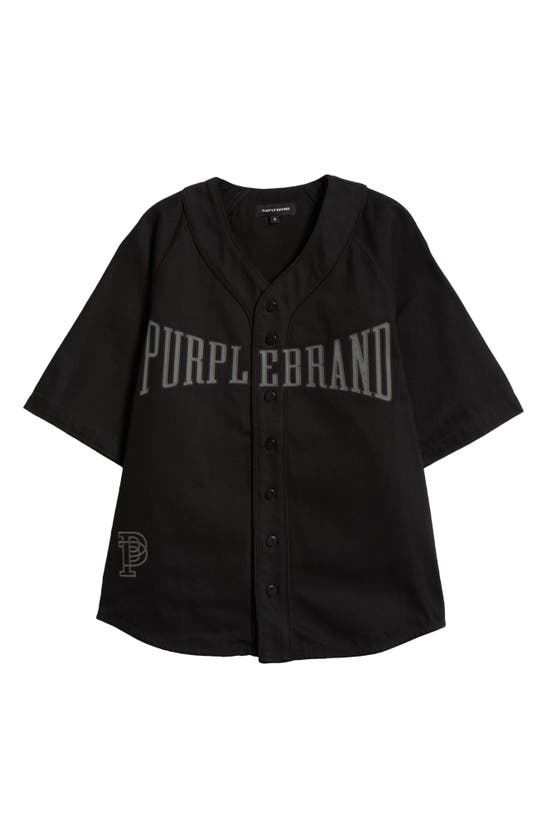 Purple Brand Logo Cotton Baseball Shirt In Black