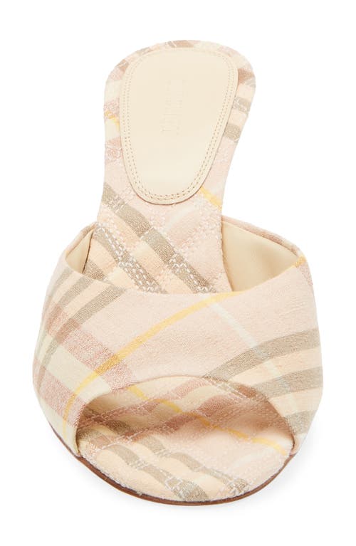 Burberry Beige Check Linen Mule Sandals With 6.5 Cm Heel Lf Mews 65 Chk 162393 In Teacup Ip Check