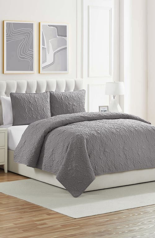 Vcny Home Seashell Solid 3-piece Quilt Set In Grey