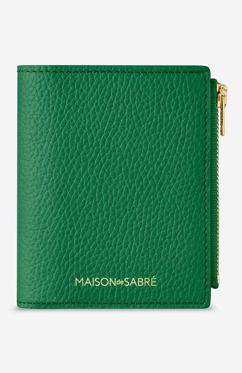 Maison De Sabre Maison De Sabré Small Leather Bifold Wallet In Emerald Lily
