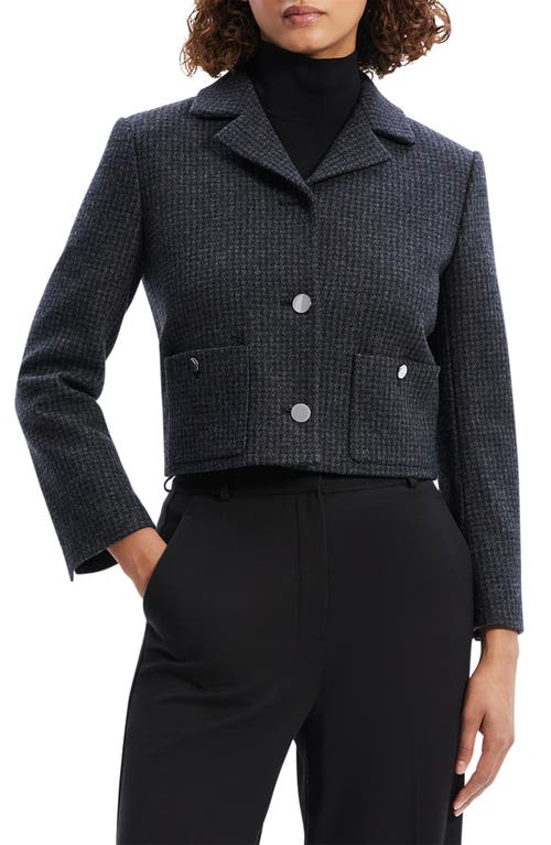 Theory Check Recycled Wool Blend Crop Jacket In Charcoal Melange - A08