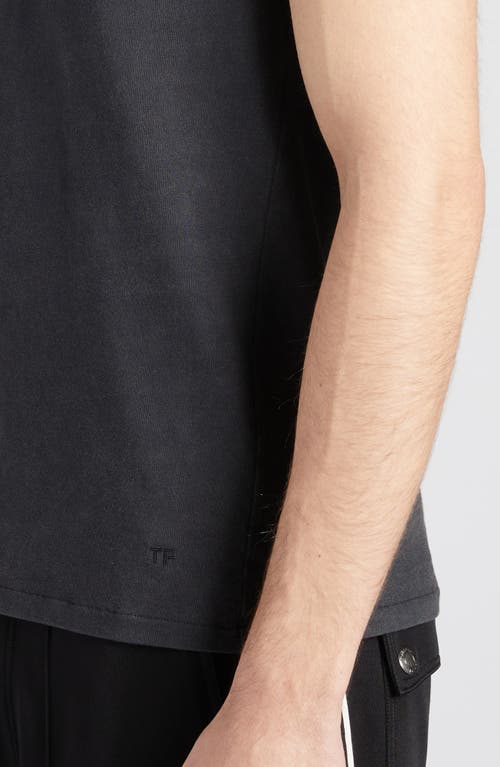 Shop Tom Ford Cold Dye Cotton Pocket T-shirt In Charcoal