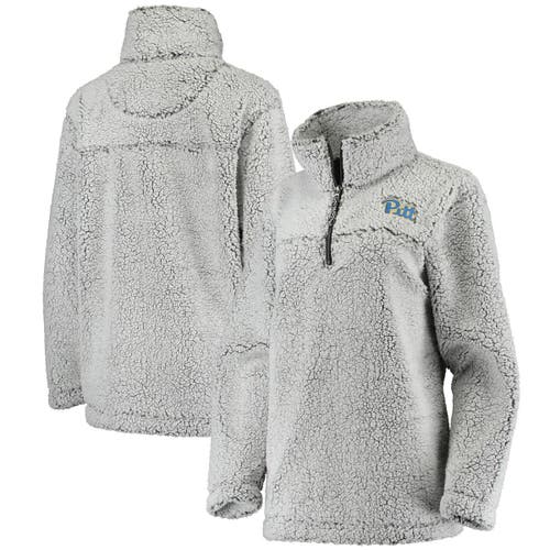 BOXERCRAFT Women's Gray Pitt Panthers Sherpa Super Soft Quarter Zip Pullover Jacket