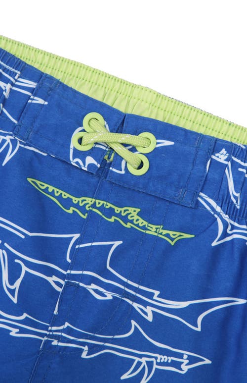 Rokka&rolla Kid's Swim Trunks With Mesh Lining And Upf 50+ Protection In Shark Printed