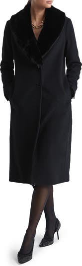 Foreland quilt mix coat sales with detachable faux fur trim