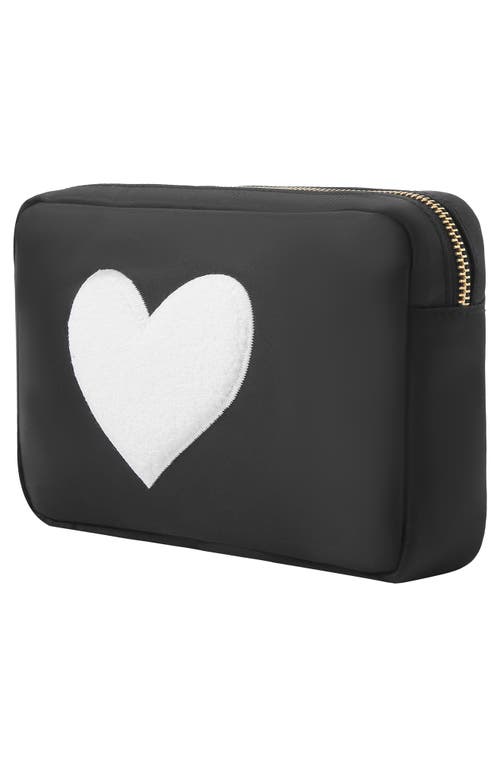 Bloc Bags Medium Heart Cosmetic Bag In Black/white