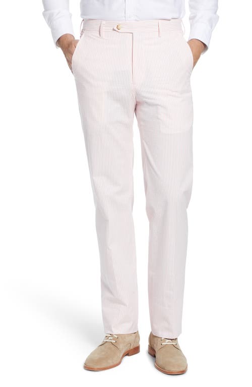 Flat Front Seersucker Pants in Pink