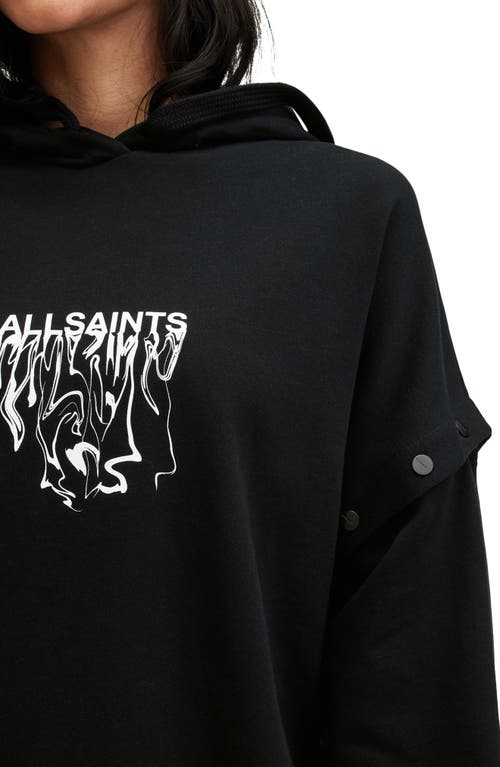 Shop Allsaints Inksaints Amphia Cotton Graphic Hoodie In Black