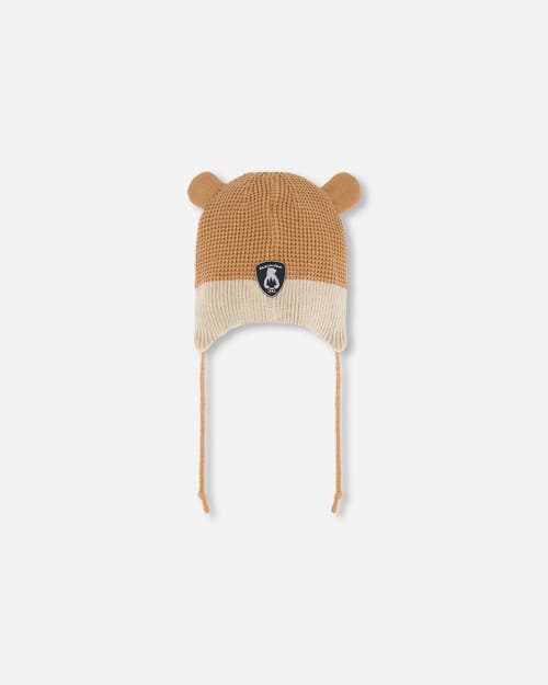Deux Par Deux Baby Unisex Peruvian Knit Hat Gold Brown In Doe