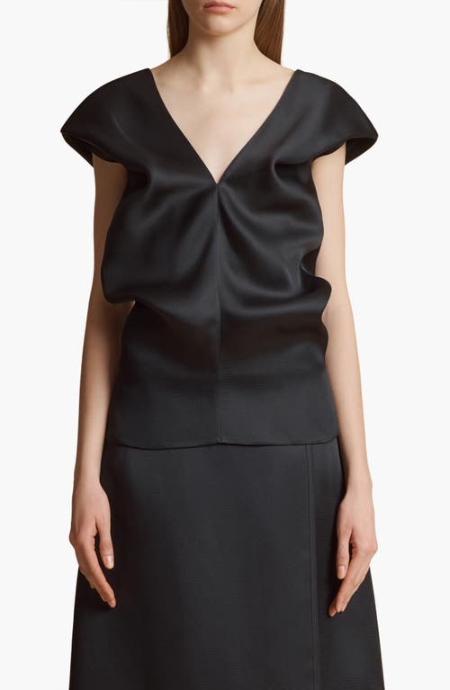 Shop Khaite Ami Cap Sleeve Silk V-neck Top In Black