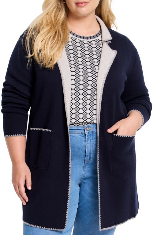 Shop Nic + Zoe Nic+zoe Cool Night Reversible Knit Blazer In Dark Indigo