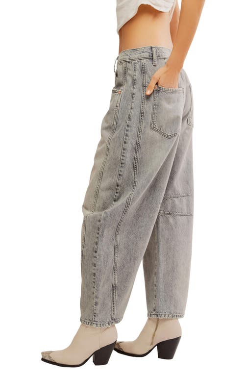 Shop Free People Good Luck Barrel Jeans In Falcon Grey