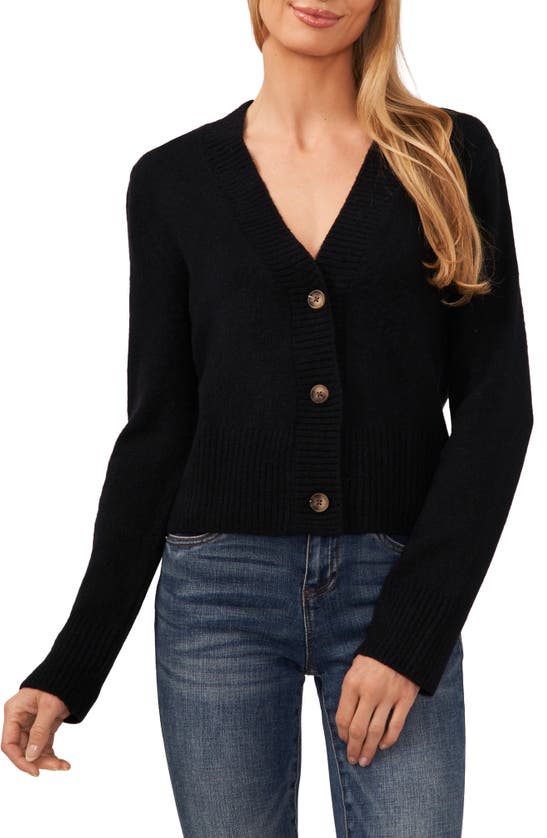 Shop Cece Crop Cardigan In Rich Black