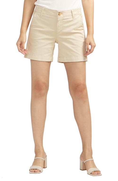 Mid Rise Twill Chino Shorts in Stone