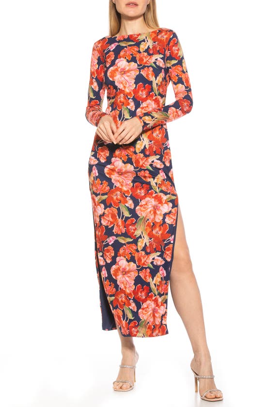Alexia Admor Lexy Long Sleeve Maxi Dress In Navy Floral