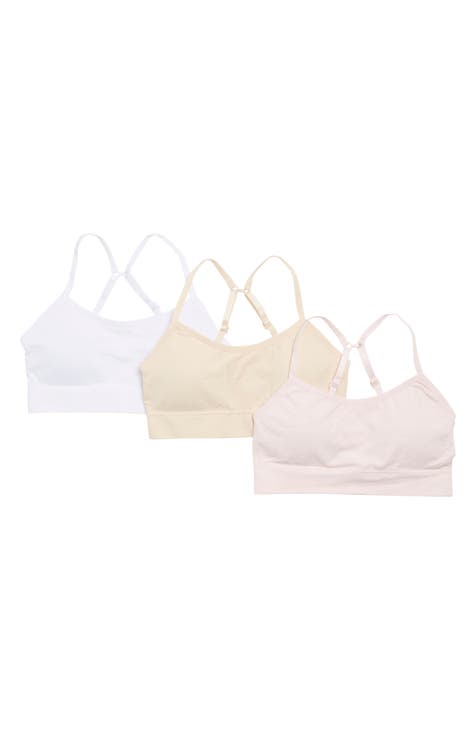 bebe Girl's Seamless Training Sports Bra with Removable Pads (4 Pack), Size  Medium, Pink/White Watercolor 