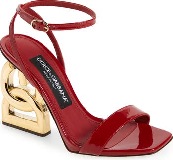 Logo Heel Ankle Strap Sandal