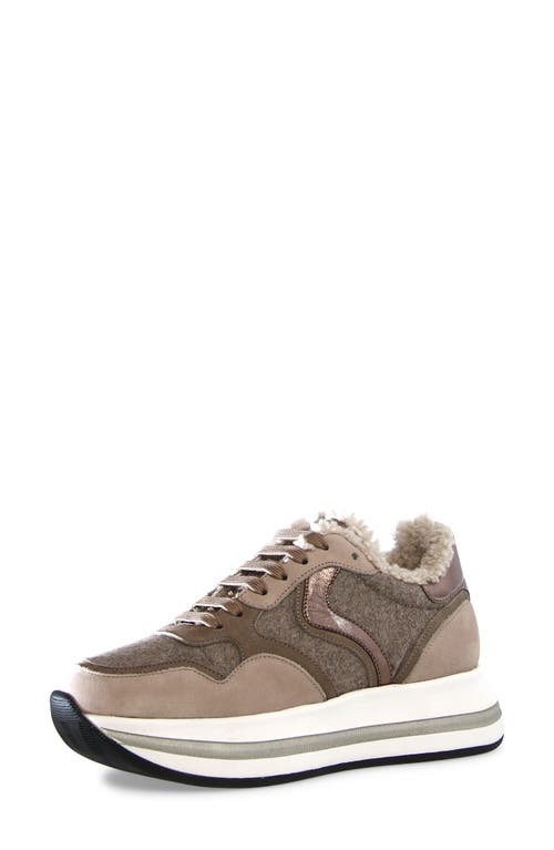 Shop Voile Blanche Melany Faux Shearling Sneaker In Grey Beige