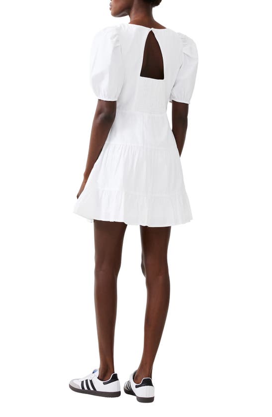 Shop French Connection Cutout Back Puff Sleeve Minidress In 10-summer White