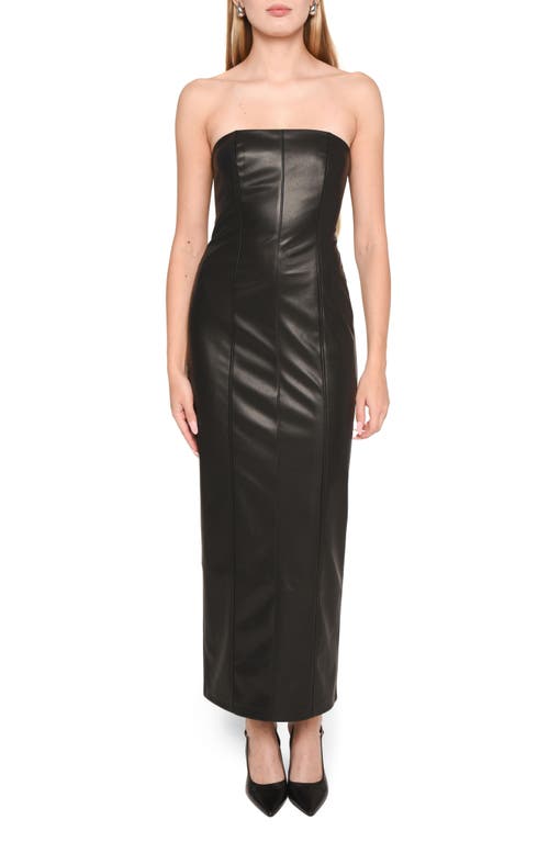 WAYF x Jourdan Sloane Naomi Strapless Faux Leather Dress Black at Nordstrom,