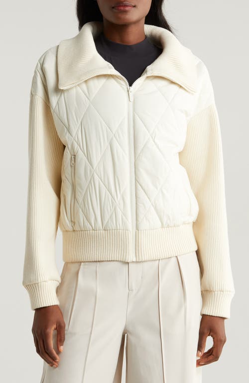 Shop Zella Hybrid Zip Front Jacket In Ivory Egret