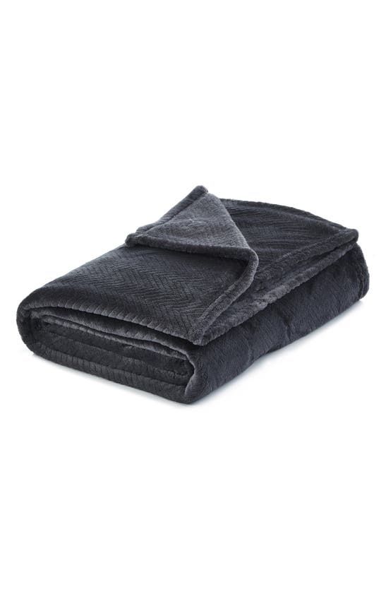 Inspired Home Chevron Jacquard Micro Plush Throw Blanket In Gray