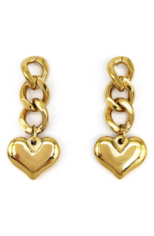 Romantic Heart Drop Earrings in Gold