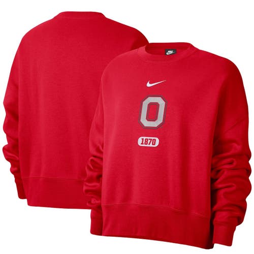 Women's Nike Scarlet Ohio State Buckeyes Vault Every Day Fleece Pullover Sweatshirt