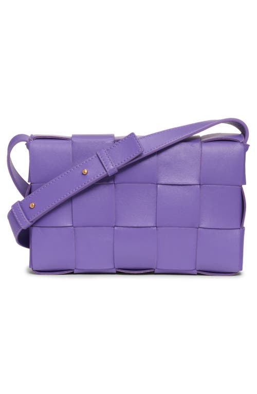 Shop Bottega Veneta Intrecciato Leather Crossbody Bag In Purple-gold