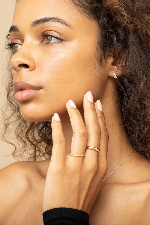 Oradina 14k Gold Venice Link Stackable Ring In Yellow Gold