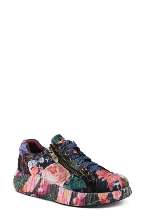 L'artiste By Spring Step Dallyn Floral Platform Sneaker In Black Multi