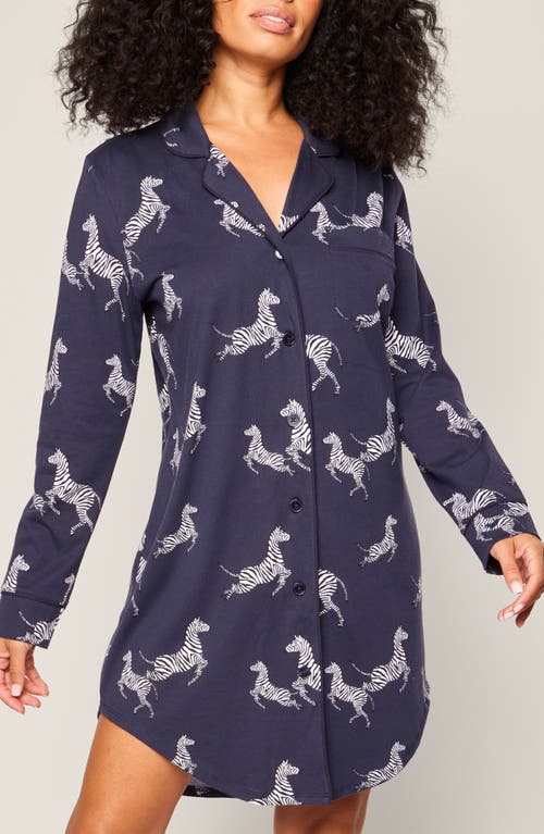 Shop Petite Plume Zebre De Nui Pima Cotton Nightgown In Navy