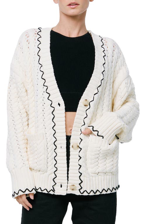 Shop Ciebon Joan Oversize Open Stitch Cardigan In Cream