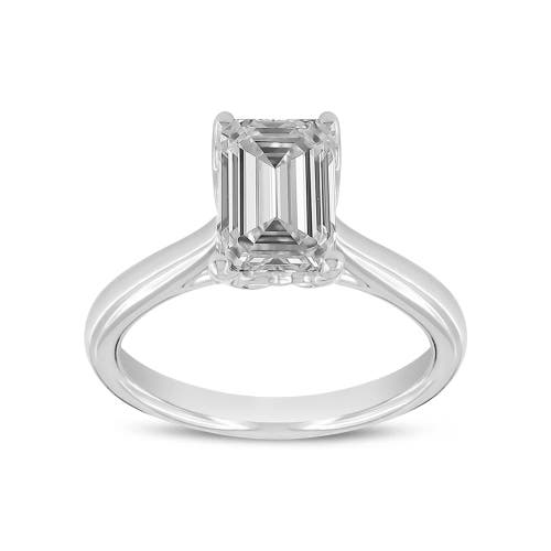 Shop Luvmyjewelry Baroness 14k White Gold Emerald Cut Lab Grown Diamond Engagement Ring