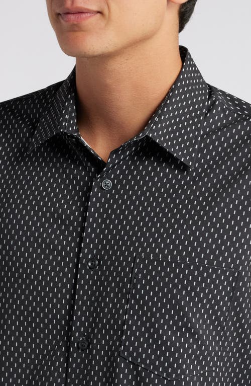 NORDSTROM NORDSTROM TRIM FIT GEO SPLICE PRINT STRETCH BUTTON-UP SHIRT 