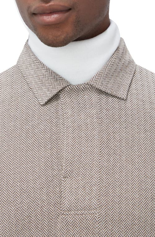 Shop Bugatchi Long Sleeve Cotton Blend Polo In Desert