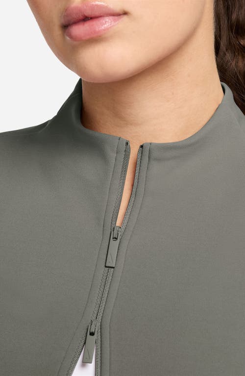 Nike Zenvy Dri-fit Long-sleeve Full Zip Top In Light Army/white