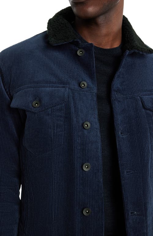 Shop John Varvatos Sawyer Fleece Collar Corduroy Jacket In Deep Blue