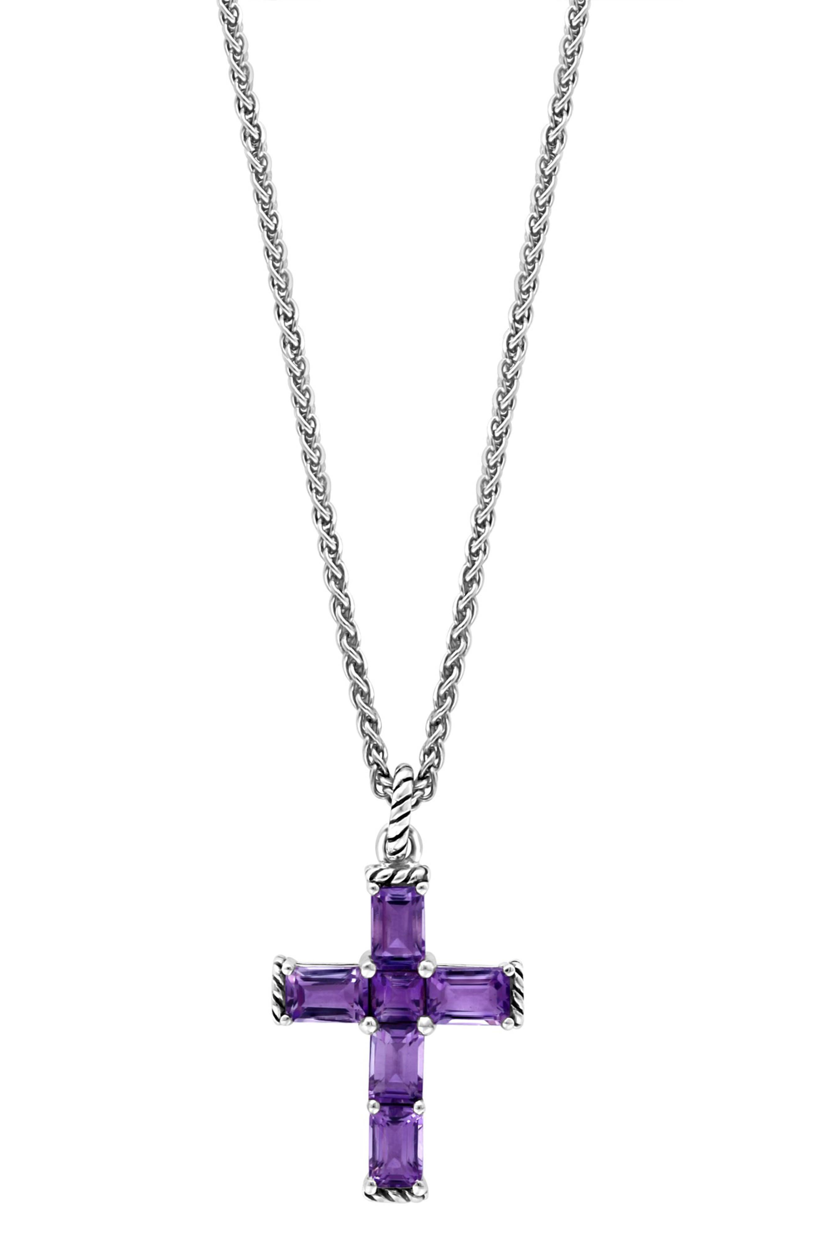 amethyst cross necklace white gold