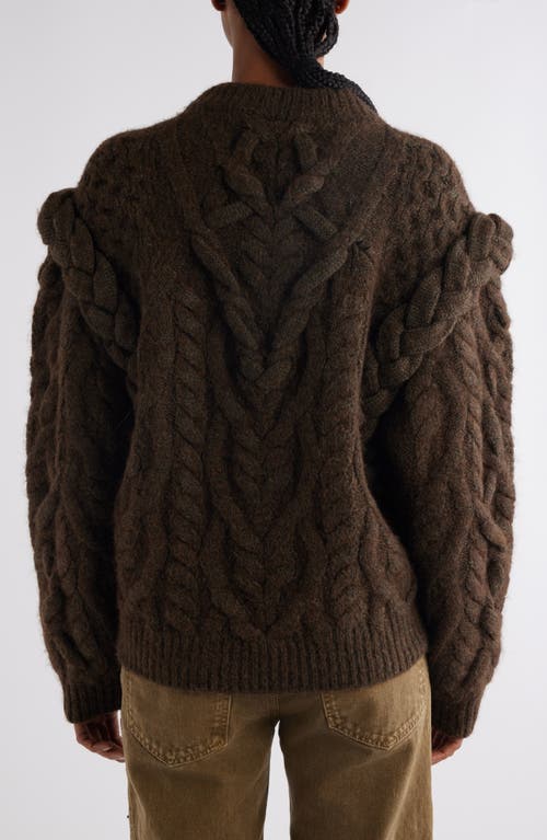 Isabel Marant Basiliane Chunky Wool & Alpaca Blend Cable Sweater In Bronze