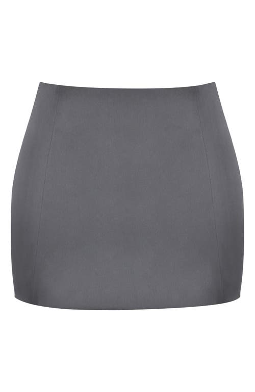 HOUSE OF CB Catalina Satin A-Line Miniskirt in Dark Grey at Nordstrom, Size X-Large