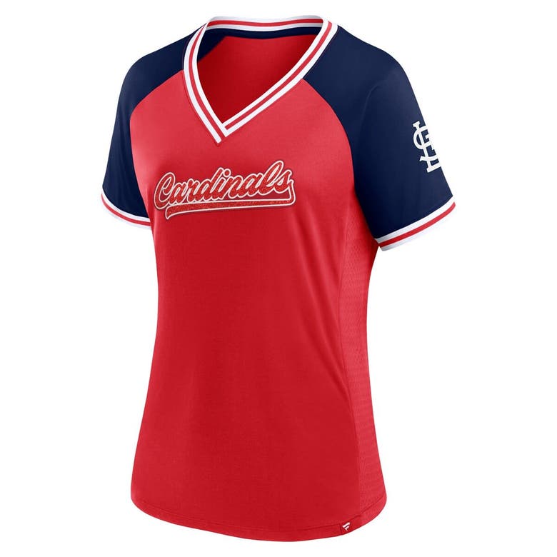 Shop Fanatics Branded Red St. Louis Cardinals Glitz & Glam League Diva Raglan V-neck T-shirt