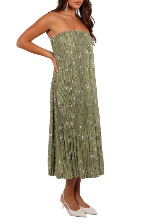 Petal And Pup Petal & Pup Sylvie Strapless Plissé Dress In Gray