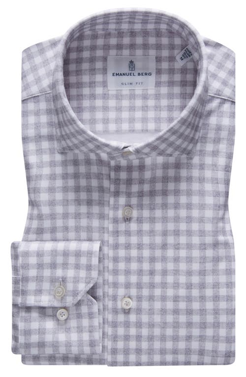Emanuel Berg 4Flex Slim Fit Plaid Knit Button-Up Shirt in Grey