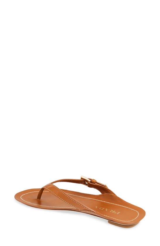 Shop Prada Buckle Leather Flip Flop In Cuoio